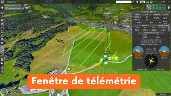 Fenêtre de télémétrie UgCS